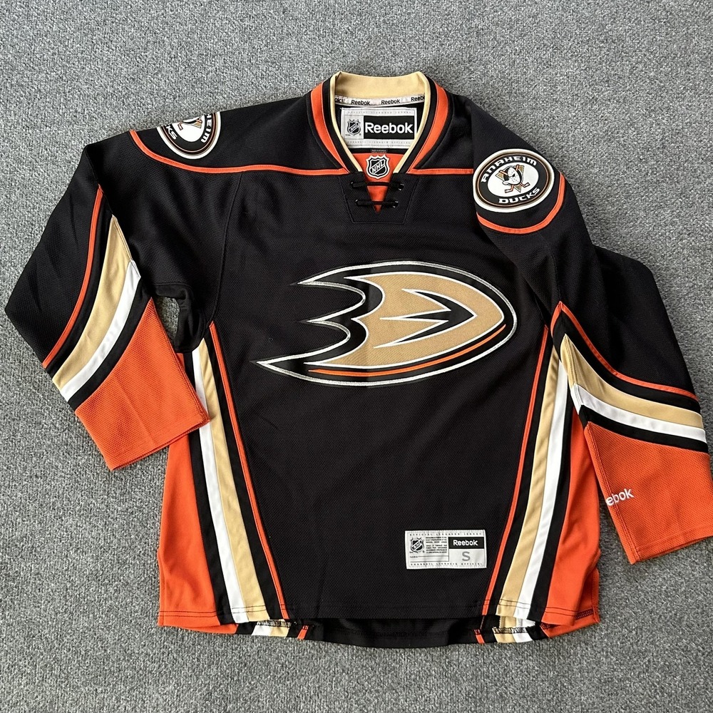 Anaheim Ducks Jersey Mens Small Black NHL Hockey Reebok Mighty Lace Up